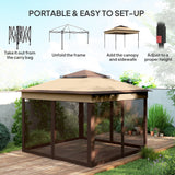 10.7 x 10.7ft Pop-Up Gazebo with Removable Mesh Curtains and UV30 Roof, Beige