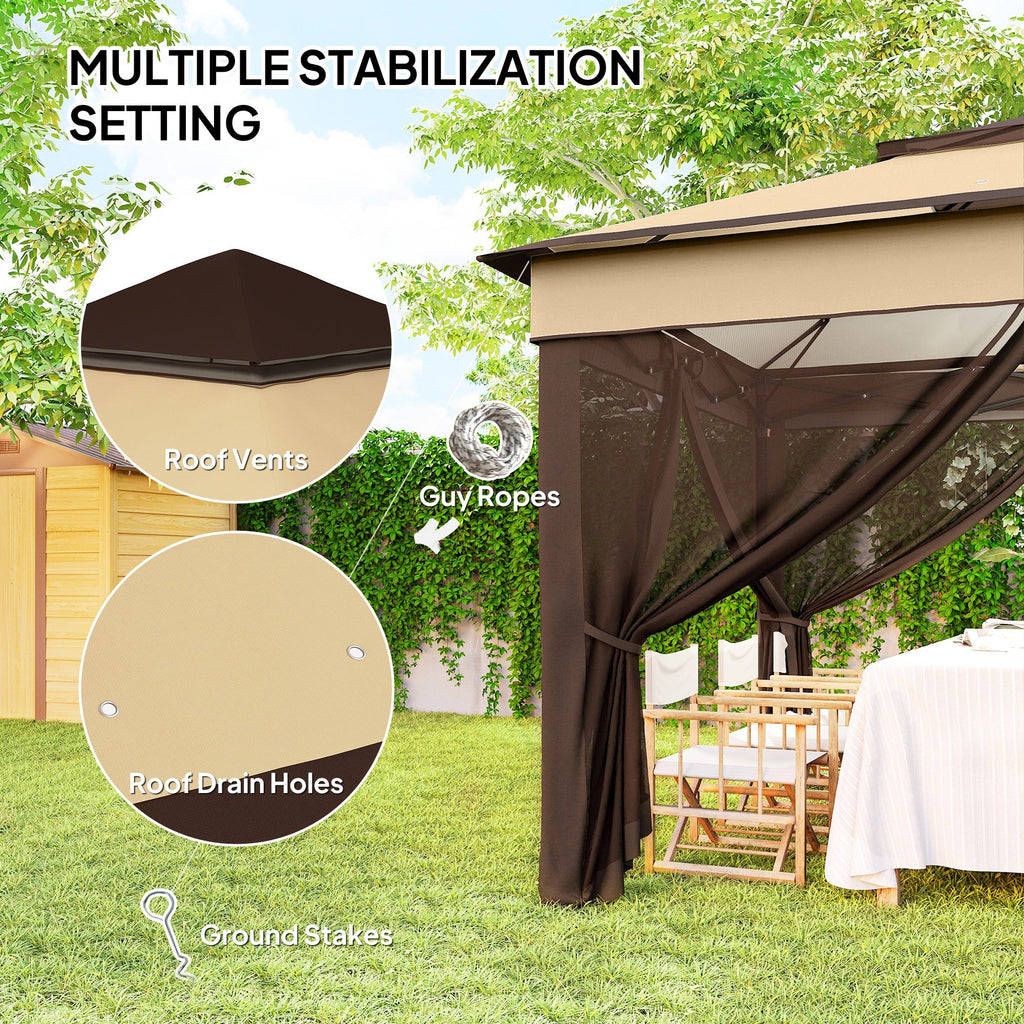 10.7 x 10.7ft Pop-Up Gazebo with Removable Mesh Curtains and UV30 Roof, Beige