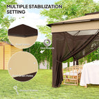 10.7 x 10.7ft Pop-Up Gazebo with Removable Mesh Curtains and UV30 Roof, Beige