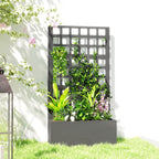 24" x 9" x 44.5" Raised Garden Bed with Trellis and Drainage, Gray