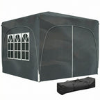 3 x 3 m Pop Up Gazebo with Sides, Carry Bag and UPF50+, Dark Grey
