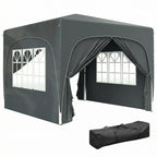 3 x 3 m Pop Up Gazebo with Sides, Carry Bag and UPF50+, Dark Grey