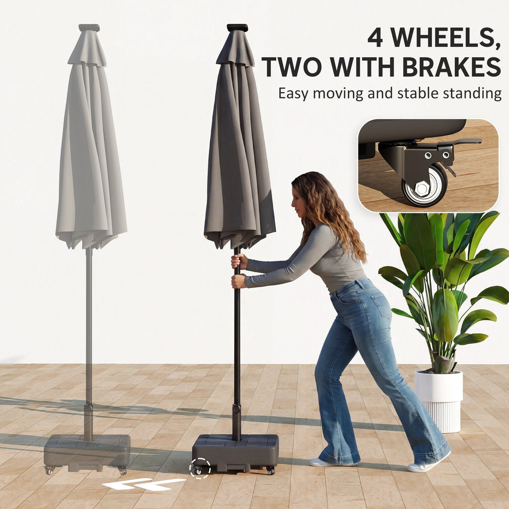 Patio Umbrella Base with Wheels, 62 lbs Water/77 lbs Sand, Black