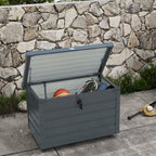 78 Gallon Galvanized Steel Deck Box with Wheels and Handles, Dark Grey