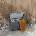 78 Gallon Galvanized Steel Deck Box with Wheels and Handles, Dark Grey