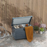 78 Gallon Galvanized Steel Deck Box with Wheels and Handles, Dark Grey