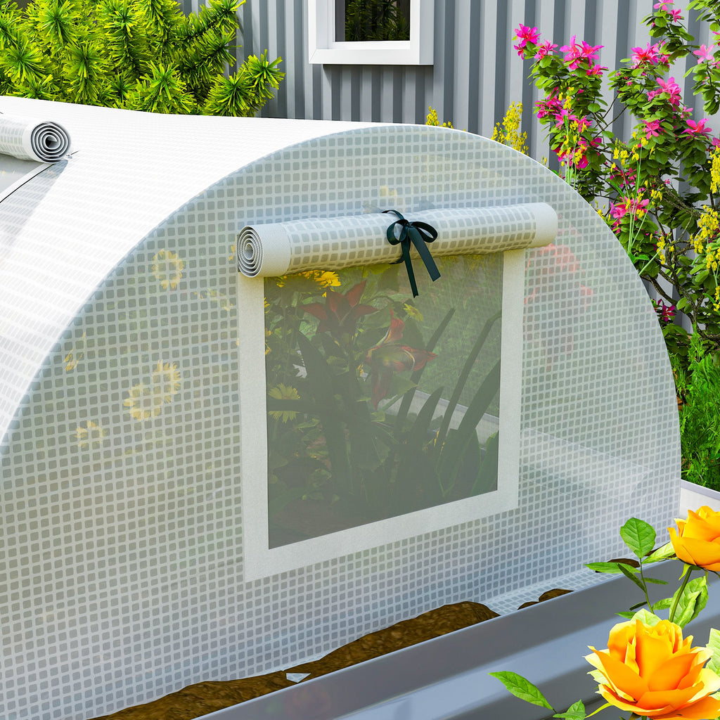 10' x 3' x 2' Portable Mini Greenhouse with 5 Mesh Windows, White