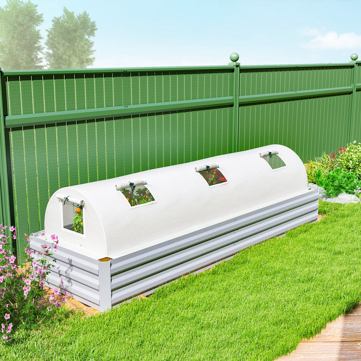 10' x 3' x 2' Portable Mini Greenhouse with 5 Mesh Windows, White