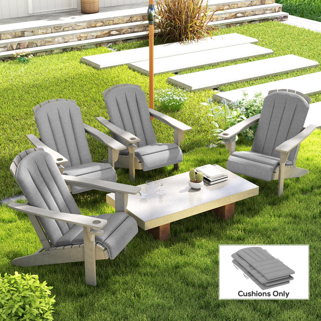 4-Piece Adirondack Chair Cushion Set with Ties, Grey