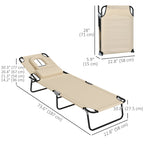 2pcs Adjustable Outdoor Lounge Chairs with Face Hole, Beige