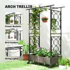 Raised Garden Bed with Arch Trellis, Wheels and Self-Watering Design