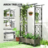 Raised Garden Bed with Arch Trellis, Wheels and Self-Watering Design