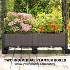 Raised Garden Bed with Arch Trellis, Wheels and Self-Watering Design