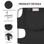 Folding Lounge Chair with Face Hole, Side Pocket and Strap, Black