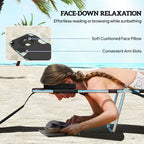 Folding Lounge Chair with Face Hole, Side Pocket and Strap, Black
