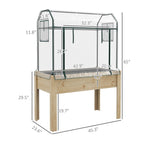 Raised Garden Bed with Plastic Greenhouse Cover & Liner for Herbs and Vegetables, 45" x 24" x 65" Natural