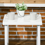 51 x 51 cm Garden Side Table with Umbrella Hole, White