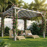 PerArbor 3 x 3 m Grey Wooden Pergola Kit with Stable Frame for Climbing Vines