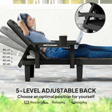 Set of 2 Resin Sun Loungers with Foldable Side Table, Black