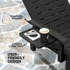 Set of 2 Resin Sun Loungers with Foldable Side Table, Black