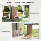 28" x 15" x 59" Raised Garden Bed with Trellis, Light Brown
