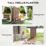 28" x 15" x 59" Raised Garden Bed with Trellis, Light Brown