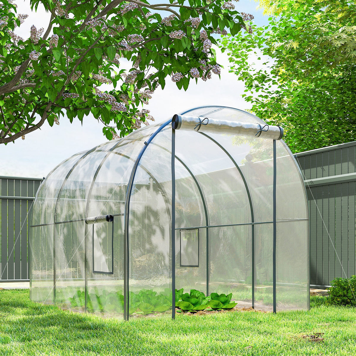 3 x 2 x 2 m Polytunnel Greenhouse with Roll-up Door, Clear