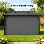 10' x 13' Gazebo Sidewall Set with 4 Panels and Hooks, Light Grey