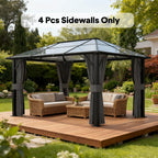 10' x 13' Gazebo Sidewall Set with 4 Panels and Hooks, Light Grey