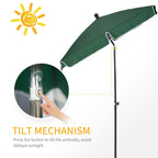 6.5 x 4ft Rectangle Patio Umbrella with Aluminum Pole and Tilt, Green
