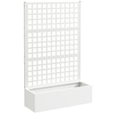 43" x 16" x 70" Raised Garden Bed with Trellis and Privacy Screen, White