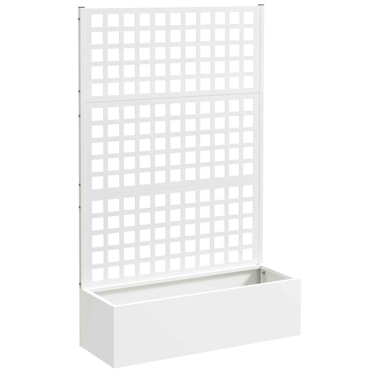 43" x 16" x 70" Raised Garden Bed with Trellis and Privacy Screen, White