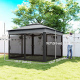 10.7 x 10.7ft Pop-Up Gazebo with Mesh Curtains & UV30 Roof, Dark Grey