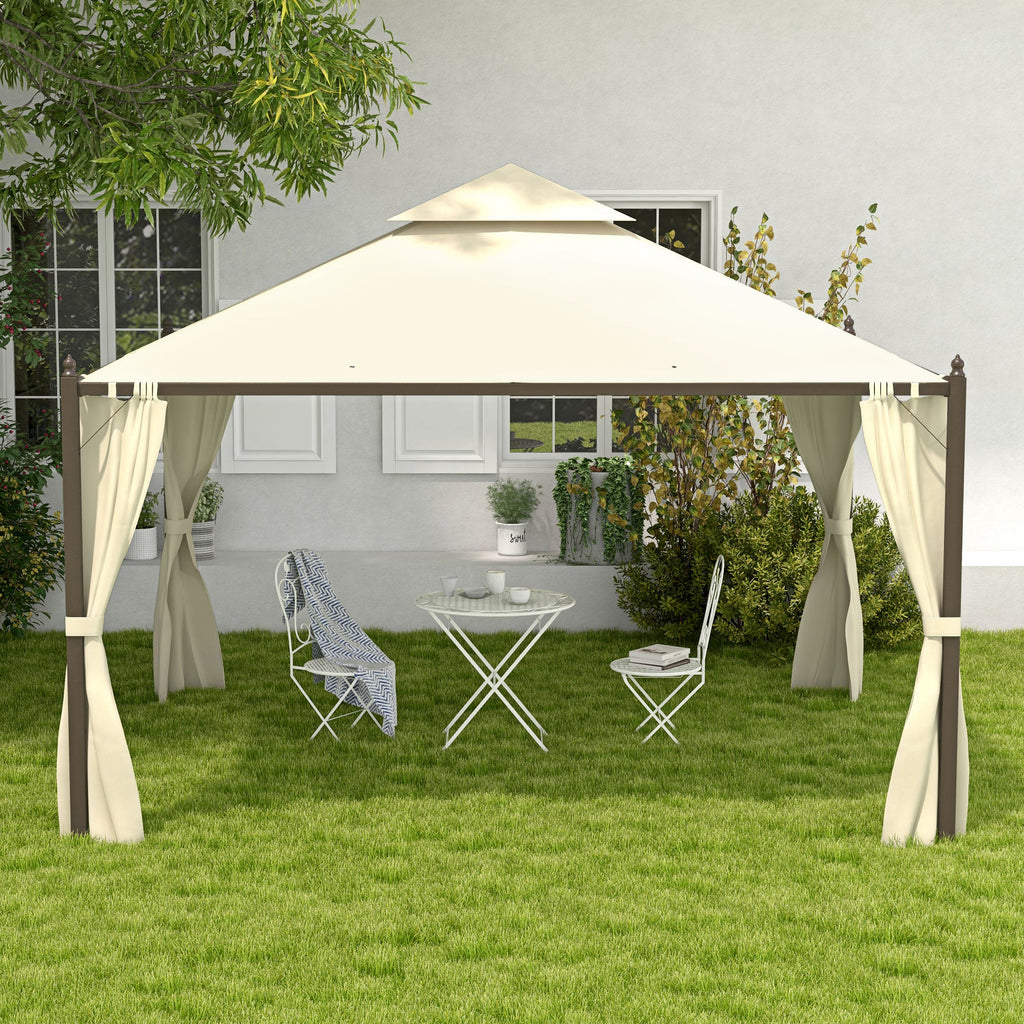 10' x 12' Steel Patio Gazebo with Privacy Curtains