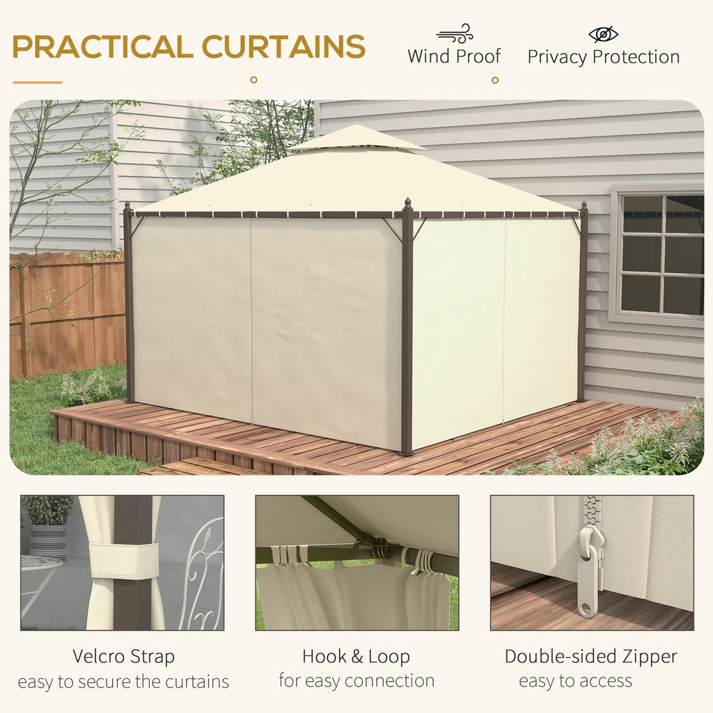 10' x 12' Steel Patio Gazebo with Privacy Curtains