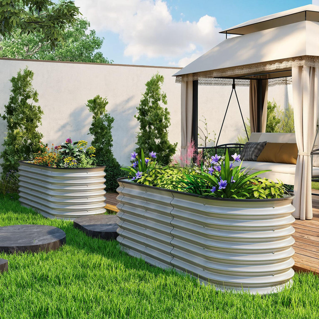 2pcs 6 x 2 x 2 ft Galvanized Raised Garden Beds, Silver