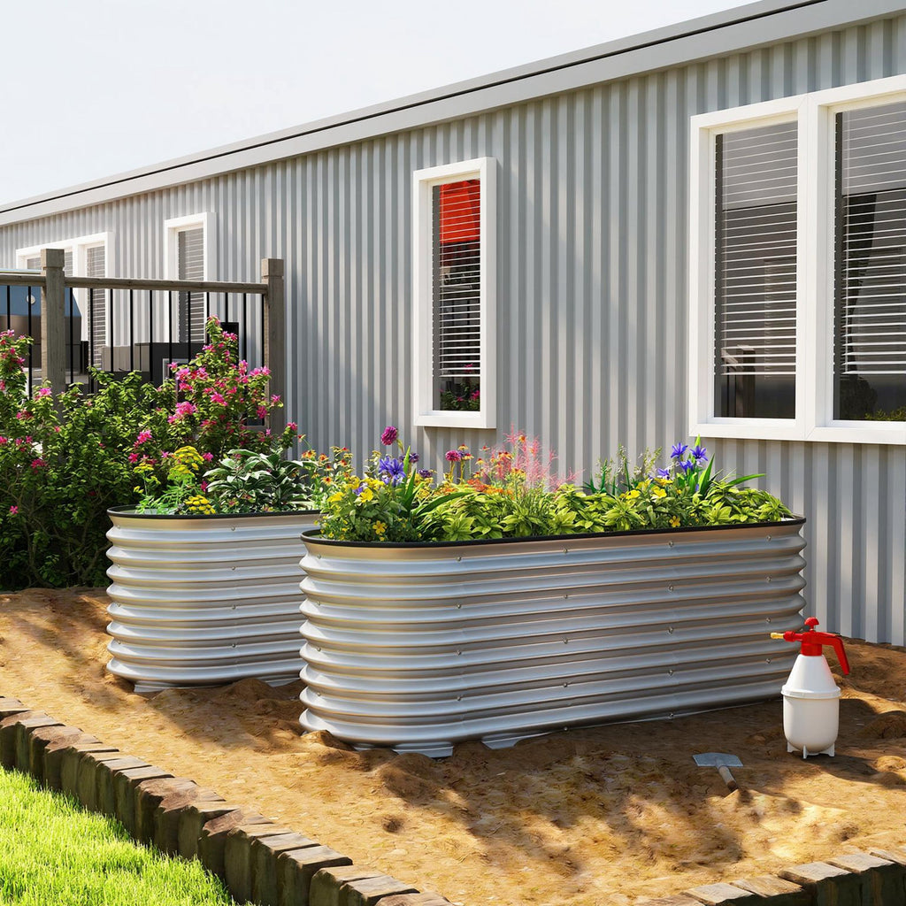 2pcs 6 x 2 x 2 ft Galvanized Raised Garden Beds, Silver