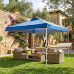 9.8' x 9.8' Pop-Up Canopy with Carrying Bag, Stakes and Ropes, Blue