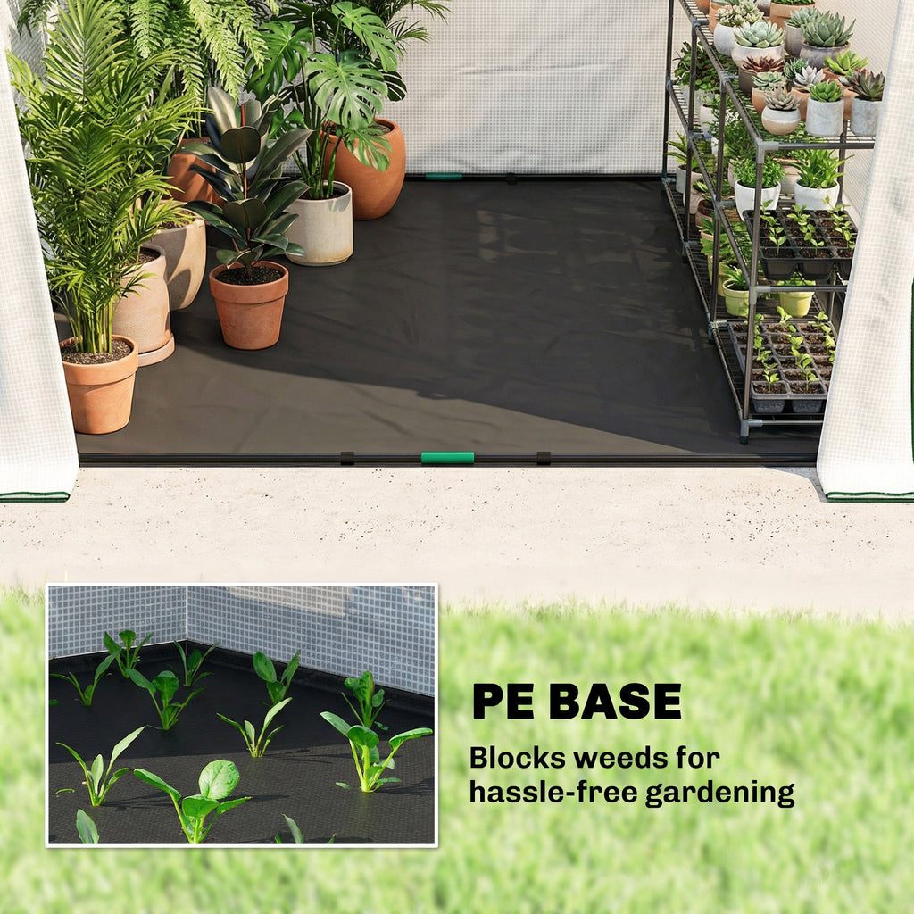 63" x 63" x 78.7" Mini Walk-in Greenhouse with PE Cover, Roll-up Door & 3 Mesh Windows, White