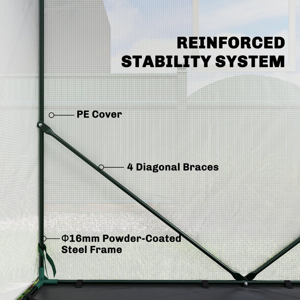 63" x 63" x 78.7" Mini Walk-in Greenhouse with PE Cover, Roll-up Door & 3 Mesh Windows, White