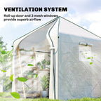 63" x 63" x 78.7" Mini Walk-in Greenhouse with PE Cover, Roll-up Door & 3 Mesh Windows, White