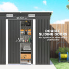 7' x 4' Outdoor Storage Shed with Lockable Double Doors, Black