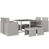8 Seater Rattan Cube Garden Dining Set with Cushions, Light Grey