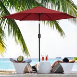 2.6 m Garden Parasol with Tilt, Crank, Vent & Aluminium Pole, Wine Red