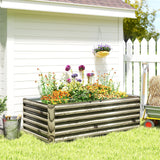 6' x 3' x 2' Galvanized Raised Garden Bed for Vegetables, Light Wood Effect