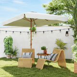 118.1" x 78.7" Patio Umbrella with Crank Handle and Adjustable Angle, White