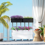 2 Pack 20" Railing Planter Boxes with Hooks and Drainage, Black