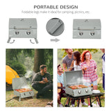 2 Burner Portable Propane Gas Grill with Foldable Legs, Silver