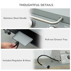 2 Burner Portable Propane Gas Grill with Foldable Legs, Silver
