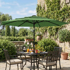 3 m Garden Parasol with 3-Tier Roof, Crank Handle & Tilt, Green